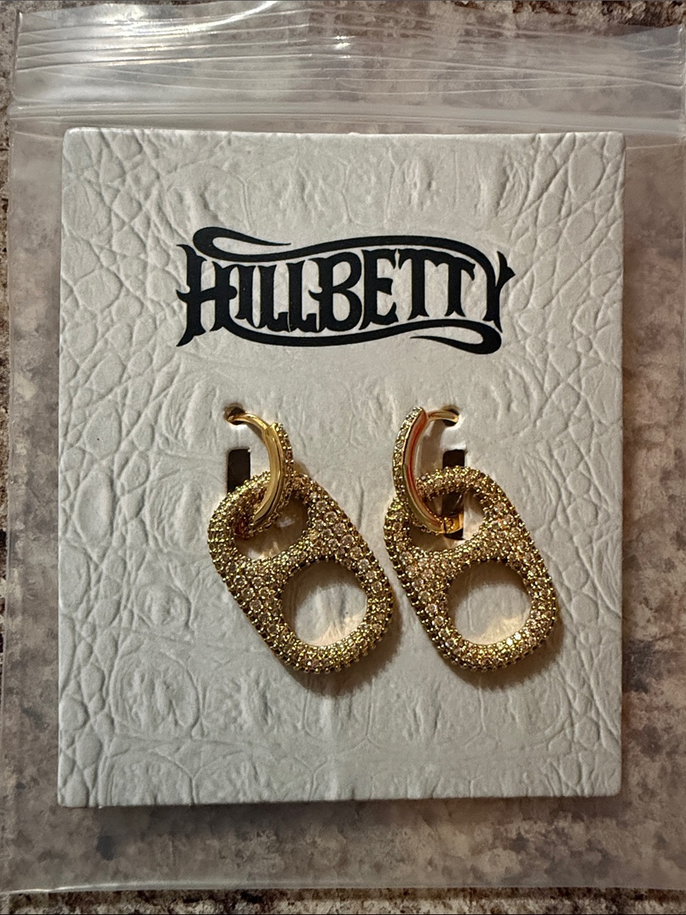 Hillbetty Poptab Gold rhinestone Earrings